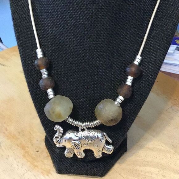 Handmade, Handmade African Brown & Silver Necklace, NEW, 26' - Picture 3 of 5